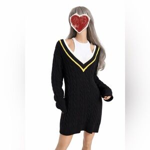 alexanderwang.t Layered Varsity Longline Cable-Knit dress M